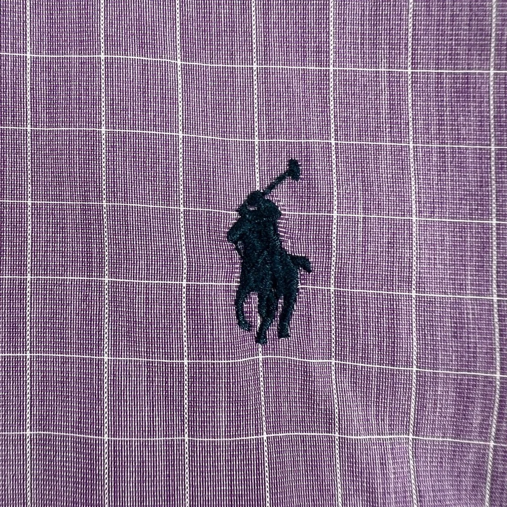 Polo Ralph Lauren Shirt Mens 17 Purple Check Long Sleeve Button Up Andrew Fit